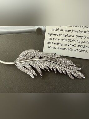 Nolan Miller Glamour Collection Silver Rhinestone Feather